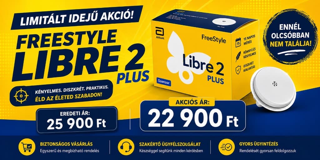 FreeStyle Libre 2 Plus limitált akció – eredeti ár 25 900 Ft, akciós ár 22 900 Ft